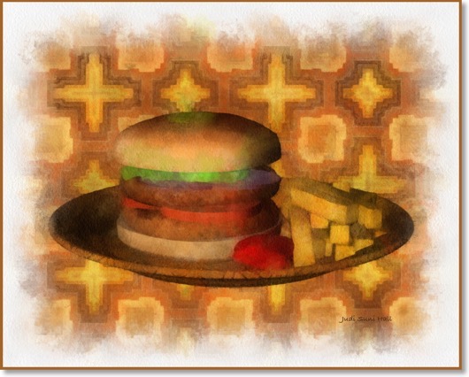 Burger and Fries watercolor.
